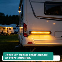 Feu clignotant LED RV 252 mm ambre, étanche, DC 10-30V, pour camion, camping-car, remorque, yacht, JDA
