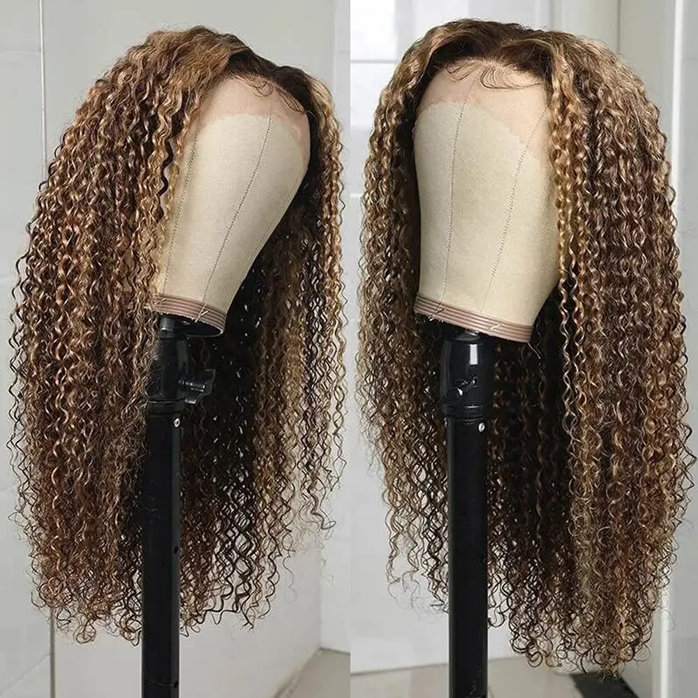 Парик бразильский блонд с модным дизайном, парик на сетке спереди, парик из человеческих волос, Кудрявые Парики из человеческих волос для черных женщин