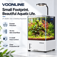 Aquarium de bureau tout-en-un en verre ultra-plat sans bordure avec système de filtration silencieux pour poissons Betta et poissons-clown Eco