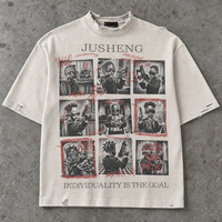 Nouveau T-shirt surdimensionné personnalisé avec imprimé graphique vieilli, style streetwear, vente en gros, impression avant et arrière, fabrication OEM, vêtements pour hommes