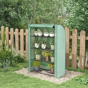 Modern PE <strong>Greenhouse</strong> for <strong>Balcony</strong> 4-Tier Steel Frame with Zip Door &amp; Roll-up for Vegetables Plants Flowers - Product Image 3
