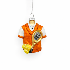 Ornement <span class=keywords><strong>de</strong></span> <span class=keywords><strong>Noël</strong></span> en verre en forme <span class=keywords><strong>de</strong></span> joueur <span class=keywords><strong>de</strong></span> tennis, fait à la main, écologique, thème sportif vintage, décoration d'arbre, couleur personnalisée, OEM BSCI - Product Image 1