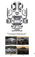 Kit de conversion TRX robuste pour Dodge Ram 1500 2019-2024, pack complet de mise à niveau extérieure avec pare-chocs avant, ailes et calandre