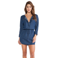 Robe chemise en jean de coton décontractée pour femme, respirante, disponible en ODM/OEM