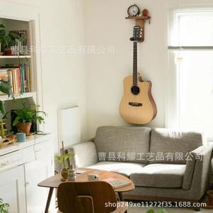 Soporte de guitarra de madera Omnivod, montado en la pared con estante para exhibir ukeleles y violines - Product Image 2