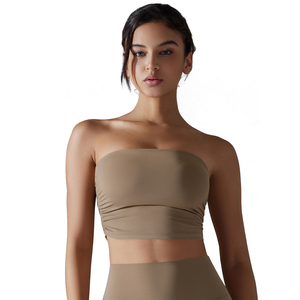 Soutien-gorge de sport de yoga plissé léger de couleur unie sous-vêtements d'entraînement antidérapants coupe ajustée respirants Fitness confortable - Product Image 4