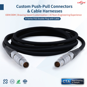 Kabel Harness Konektor Dorong-Tarik Sirkular Seri FGG B, Rakitan Double Plug Male-Female, Perangkat Medis PVC, Siap Kirim - Product Image 1