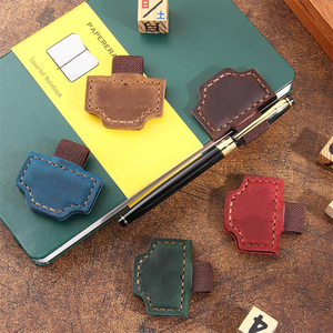 Marque-page magnétique en cuir PU véritable avec bande élastique, clip <span class=keywords><strong>de</strong></span> page magnétique, cadeau - Product Image 4