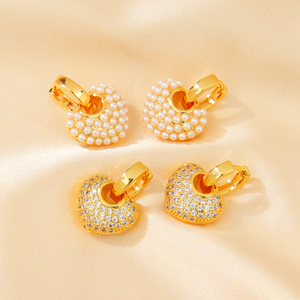 Luxury Zirconia Heart Drop <b>Earrings</b> Fine 21k <b>Gold</b> Plated Bridal Fashion <b>Dangle</b> <b>Earrings</b> for Women Wedding Party - Product Image 4