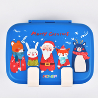Aohea Offre Spéciale Boîte à bento en plastique à 3 compartiments pour enfants pour l'école Boîte à lunch multicolore avec deux loquets