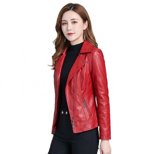 Nouvelle arrivée, prix d'usine, veste unie pour femmes, vêtements personnalisés, veste en similicuir PU pour femmes, streetwear, veste de moto - Product Image 1