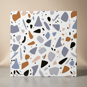 Carreaux de sol en céramique effet pierre blanche terrazzo 30x30cm, design brillant et émaillé pour revêtements de sol intérieurs - Product Image 4