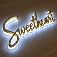 Lettres rétroéclairées LED personnalisées haut de gamme, enseigne 3D en métal avec halo lumineux, lettres en acier inoxydable pour hall d'entrée