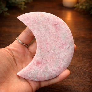Cristal de Ópalo Rosa en Forma de Luna Creciente, Decoración de Piedra Suave Color Rubor, Cristal para el Chakra del Corazón, Decoración Espiritual para el Hogar y el Altar - Product Image 5