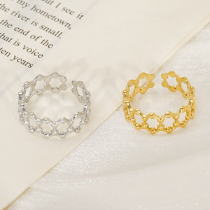 ZOGXIN Geometric Hollow Ring Gold Silver Adjustable Women's Fashion Jewelry Gift - Product Image 4