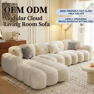 Divano Componibile a L in Velluto Convertibile <span class=keywords><strong>e</strong></span> Antigraffio - Arredamento Minimalista Multifunzionale per Soggiorno - Product Image 1