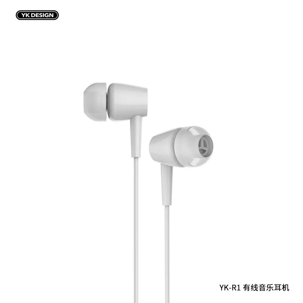 China Wholesale YK-R1 Fashion Wired Earphones 3.5mm High Bass In-ear Headphones Hands Free Headset Fone de ouvido para telefones celulares