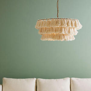 Handmade Natural Rattan Pendant Light Knitting <b>Tassel</b> <b>fringe</b> Chandelier for wedding decor - Product Image 4