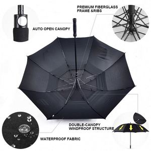 Rain <b>Umbrella</b> with Double Canopy for Men With Logo Printing <b>Large</b> Windproof <b>Umbrellas</b> Semi Automatic Open Oversize - Product Image 2