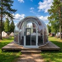 Dôme géodésique de luxe pour l'extérieur, tente transparente pour le glamping, vue panoramique à 360 degrés, idéale pour les centres de villégiature et les restaurants