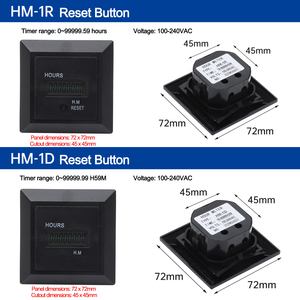 カウンターHMシリーズディスプレイ産業用時間メーターAC 110V 220V 50Hz脱出時間カウンター6桁8桁LEDディスプレイ時間メーター - Product Image 6