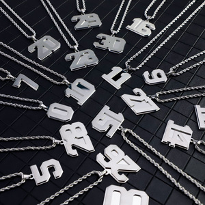 Nouveauté Collier Pendentif <span class=keywords><strong>Chiffre</strong></span> Géométrique en Acier Inoxydable Chaîne Maillons Tendance pour Femme et Homme Anniversaire Gamme de Chiffres 00-30 - Product Image 3