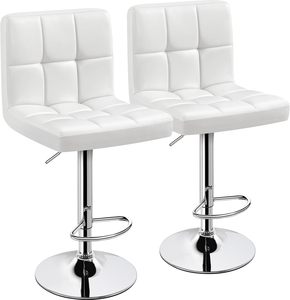 Modern Design Swivel <strong>Bar</strong> <strong>Stools</strong> Adjustable Height Metal Frame Synthetic <strong>Leather</strong> for Home Kitchen Dining Living Room Hotel Use - Product Image 1
