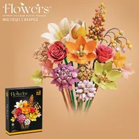 Meiji 13121 2026 Nouveau MOC Bouquet de roses Modèle de montage floral botanique Décoration de bureau Saint-Valentin Cadeaux Ensembles de blocs de construction