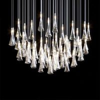 Décoration artistique luxueuse pour hall d'hôtel, lampes suspendues longues en acier inoxydable, LED personnalisables avec hauteur réglable