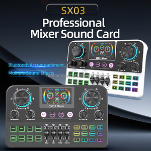 Nouvelle carte son professionnelle avec écran LCD, équipement <span class=keywords><strong>de</strong></span> mixage audio professionnel, microphone à condensateur, mixeur pour smartphone et ordinateur portable - Product Image 6