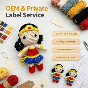 <span class=keywords><strong>Muñeca</strong></span> de Ganchillo Hecha a Mano de la Mujer Maravilla, Juguete de Peluche de Superhéroe, Algodón PP Bordado, Personalizado para Cumpleaños, MOQ Bajo - Product Image 1