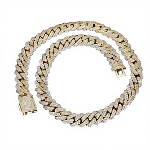 Gold Plated Cuban Link <b>Chain</b> Necklace Iced Out Zircon Link Neckwear Unisex Hip Hop Party Jewelry - Product Image 4