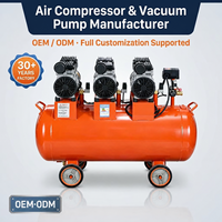 Vente directe usine Compresseur d'air à piston industriel commercial 90L sans huile refroidi par air faible bruit personnalisé