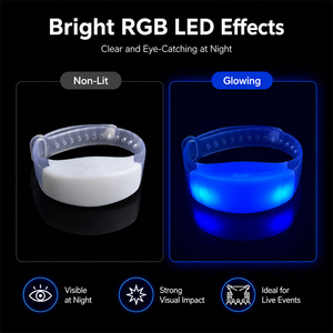 Bracelet lumineux LED coloré, réglable, motif personnalisé pour concerts, festivals, fêtes et événements. - Product Image 5