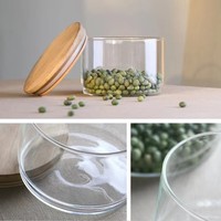 Contenants de stockage alimentaire en verre borosilicate avec couvercles en bambou hermétiques
