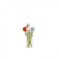 Bunga Tulip Kaca Gaya Murano Buatan Tangan untuk Hadiah Hari Ibu Buket Bunga Tulip Kristal Elegan Dekorasi Meja Rumah Ornamen