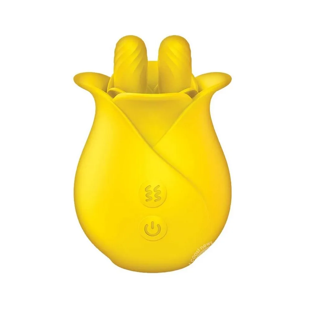 하이 퀄리티 Clit-tastic 튤립 충전식 실리콘 손가락 마사지-노란색 바디 안전 실리콘