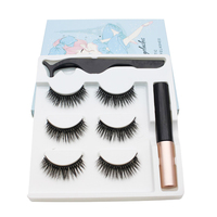 Kit d'outils d'applicateur de cils de maquillage faux vison faits à la main en gros outils de beauté boîte carrée sans colle de cils magnétiques