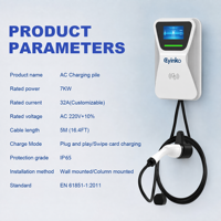 Nouveau chargeur EV de type 2 de 22 kW avec certification CE/TUV et technologie de contrôle par application, technologie de réseau intelligent pour une utilisation domestique
