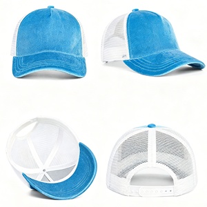 Gorra de malla de 5 paneles OEM ODM con logotipo personalizado, gorra de camionero con visera curva de felpa, gorra de béisbol de terciopelo para hombres y mujeres - Product Image 2