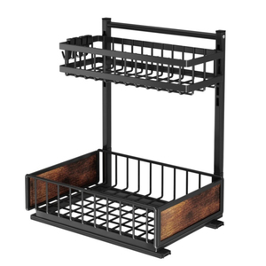 Cassetti scorrevoli regolabili a 2 livelli in altezza sotto il lavello della cucina organizzatore di <span class=keywords><strong>detersivi</strong></span> in metallo per bagno - Product Image 1