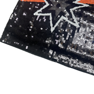 Débardeur décontracté pour femme en jersey 100 % coton, respirant, écologique, à séchage rapide, avec logo frontal, rayures et paillettes noires longues - Product Image 3