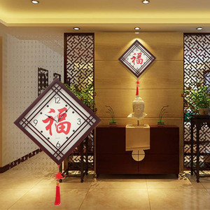 Chinese Style Wall Clock <b>Square</b> Wooden Silent <b>Battery</b> Powered For Living Room Bedroom Study Dining Room - Product Image 1