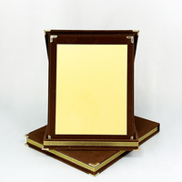 Boîte en velours pliable marron avec plaque dorée pour certificat MH-FJ0059