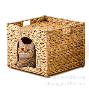 Coussin pour chat tissé à la main, carré, double couche, respirant, en fausse fourrure - Product Image 5