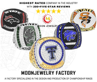 Ensemble de bagues de championnat de luxe entièrement pavées de zircone cubique, plaqué or, argent et noir, avec logo personnalisé et émail, bijoux sportifs pour équipes scolaires