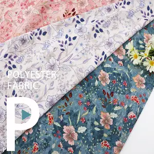 WI-J13 Popular Tear-Resistant Small Fresh Color Flowers Printing Jacquard Crinkle Fabric For Garments