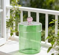 Offre Spéciale : Bocaux de Rangement en Verre Borosilicate Coloré Personnalisé avec Couvercles Transparents pour Cuisine et Garde-Manger