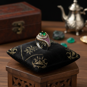 Round <b>Emerald</b> CZ Ottoman Wholesale Authentic <b>Silver</b> <b>Ring</b> Jewelry Ottoman Style Popular Ethnic Jewellery - Product Image 3