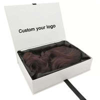 Boîte en carton noir de luxe personnalisée avec logo, aimantée, pour perruques, avec insert en mousse, emballage cadeau, vente en gros